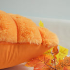 Jojusis Pack Of 2 Faux Fur Plush Decorative Throw Pillow Covers Couch Cushion Case Soft Fluffy Pillowcases Wide Stripe (Orange,