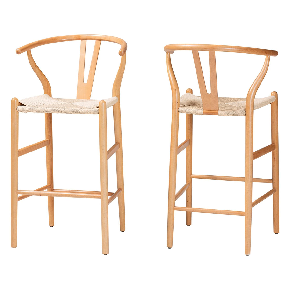 Baxton Studio Paxton Modern And Contemporary Natural Brown Finished Wood 2Piece Counter Stool Set