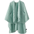 Royoliving Fuzzy Sherpa Wearable Fleece Blanket With Pockets For Adults, Ultra Soft Plush Shawl Tv Throw Blankets (Mint, 58' X