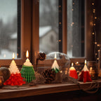 Mtlee 6 Pieces Christmas Soy Candles Scented Candles Winter Christmas Tree Cone Candles Home Decor Pinecone Candle Handmade Wax