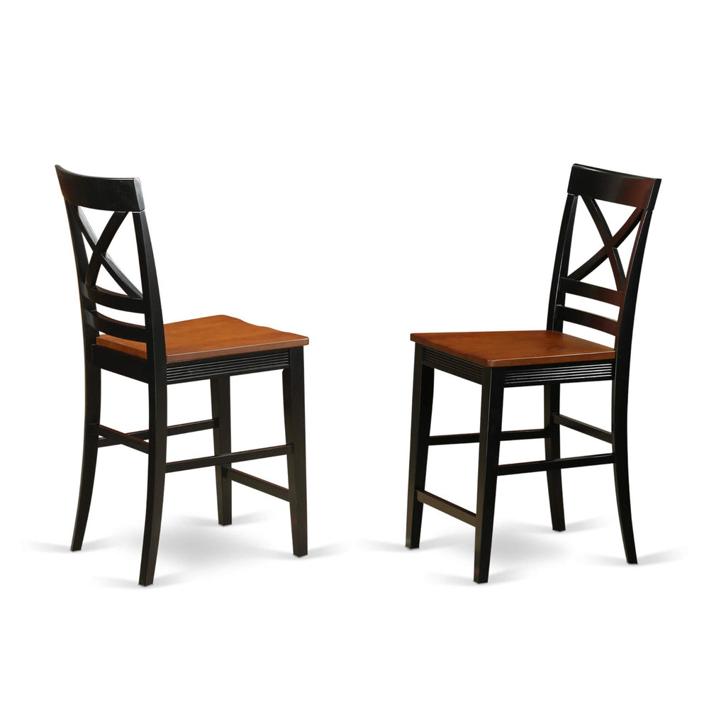 East West Furniture YAQU5-BLK-W 5 Piece Counter Height Dining Set Includes a Rectangle Kitchen Table and 4 Dining Chairs, 30x48 Inch, Black & Cherry