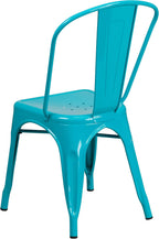 Commercial Grade 31.5 Square Blue Metal Indoor-Outdoor Table Set with 4 Stack Chairs
