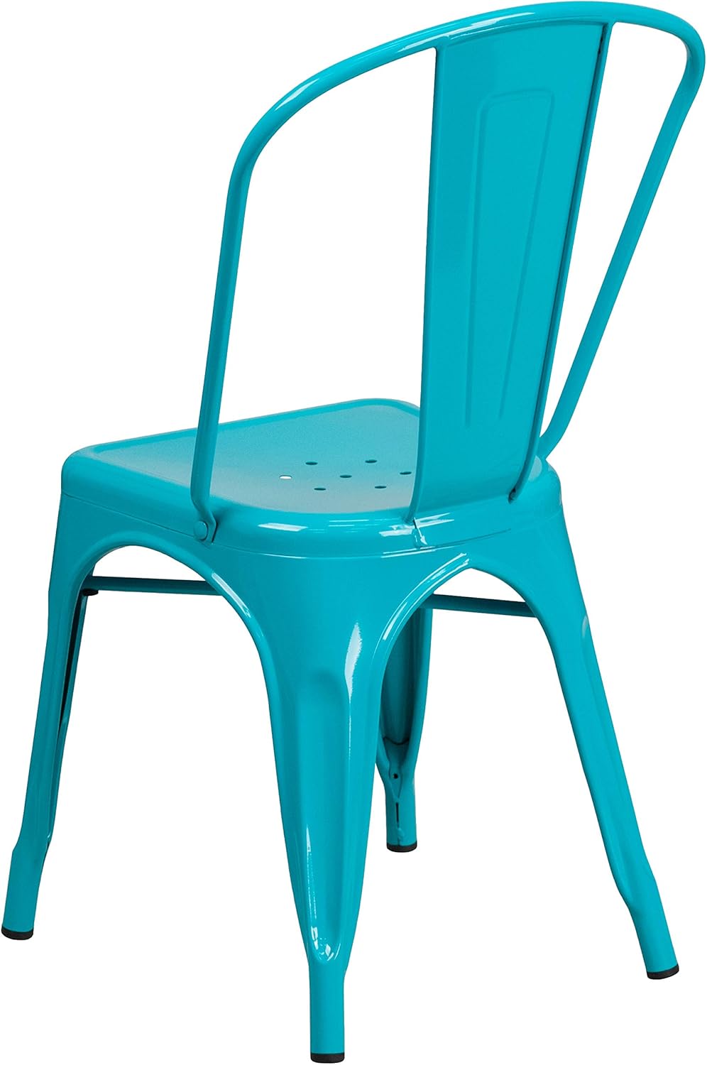 Commercial Grade 31.5 Square Blue Metal Indoor-Outdoor Table Set with 4 Stack Chairs