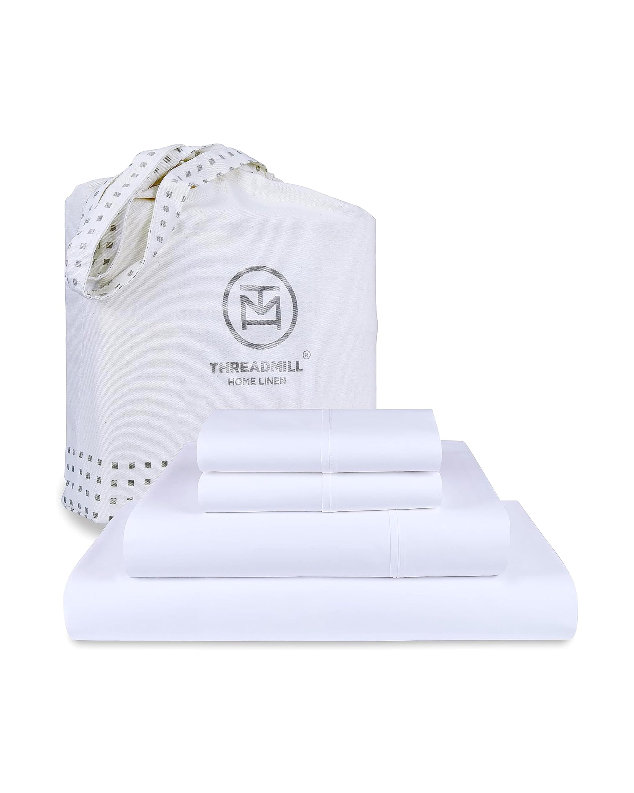 Threadmill Luxury 800 Thread Count Full Size 100% Cotton Sheets - Hotel White Sateen Weave Bed-Sheets, Better Than Egyptian Cott