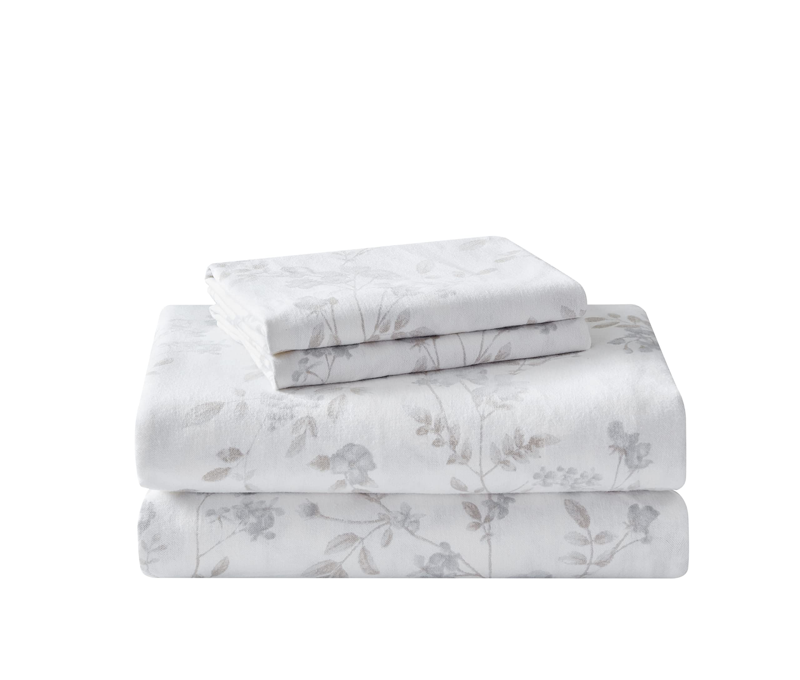 Laura Ashley Home - King Sheets, Cotton Flannel Bedding Set, Brushed For Extra Softness & Comfort (Fawna, King)