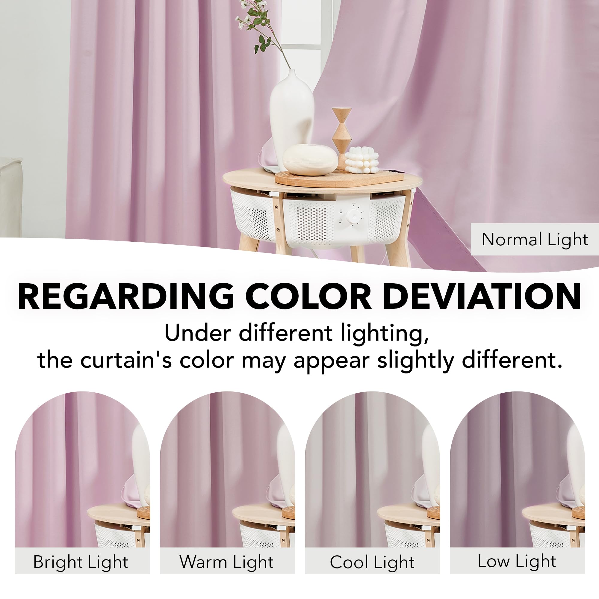 Deconovo Blackout Curtains Insulated Thermal, Rod Pocket And Back Tab Curtains - Room Darkening Curtains For Living Room, 52X95 Inch, Lavender, Set Of 2