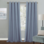 Mysky Home Blue Blackout Curtains For Living Room, 95 Inch Long Grommet Room Darkening Curtain For Bedroom, Amazing Triple Weave Thermal Insulated Curtain, 1 Curtain Panel, 52 X 95 Inch, Dusty Blue