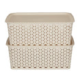 Bel Casa Royal Basket Medium (Pack Of 2 With Lids) Multipurpose Plastic Storage Rectangular Baskets For Cloths Toys Wardrobe Hom