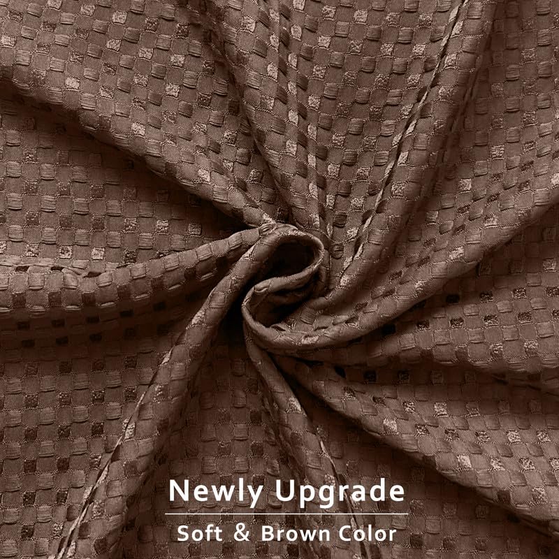 Miye Pleated Waffle Weave Bed Skirt, Tailored Dust Ruffle 12 Inch Drop Easy Fit, Machine Washable (Brown, Queen - 12'' Drop)