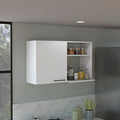 Stackable Wall Storage Cabinet 24&Quot; H, 2 Internal Shelves, 2 External Storage Shelves, 1 Door, White
