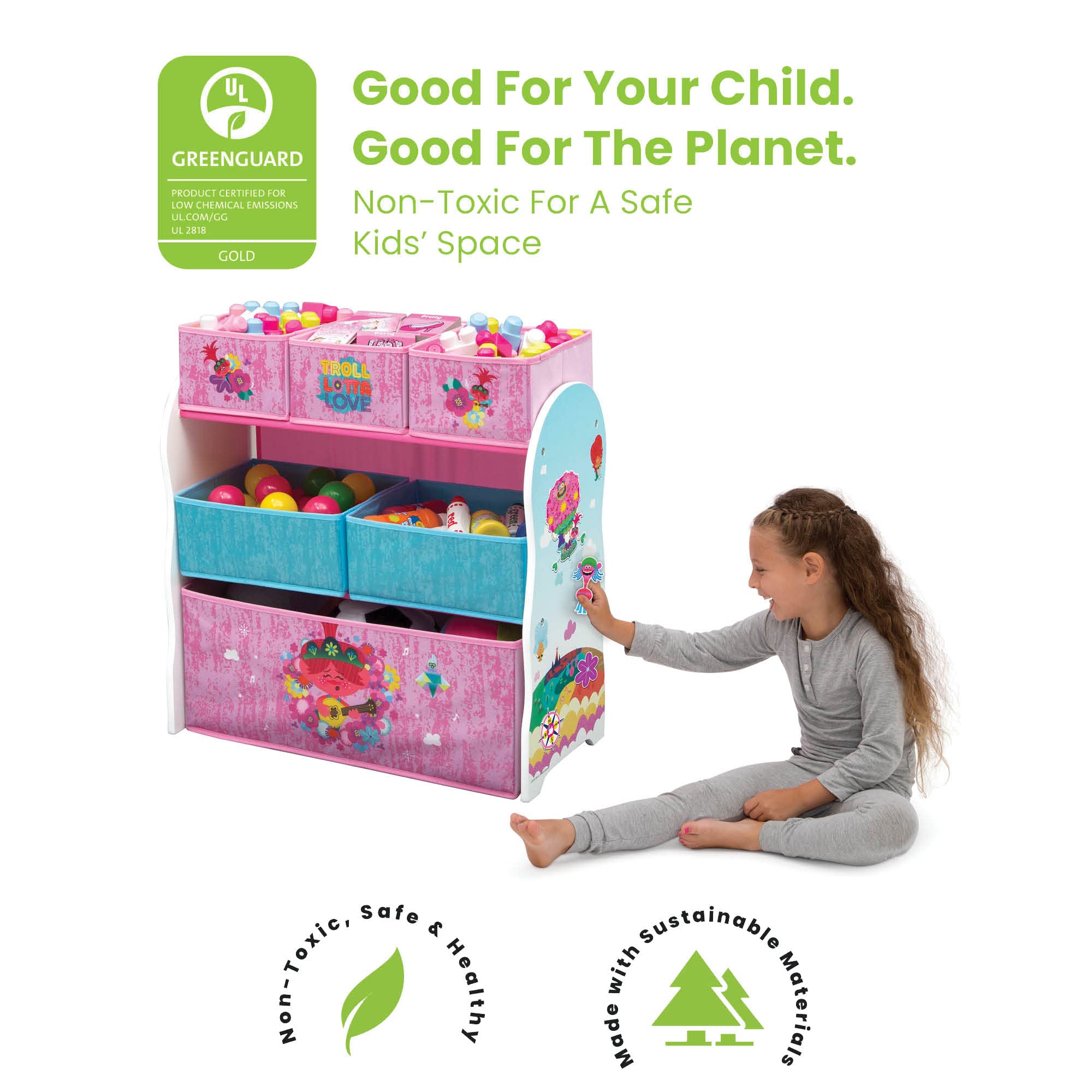 Delta Children Design And Store 6 Bin Toy Storage Organizer, Trolls World Tour