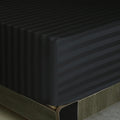 King Size Striped Fitted Sheet Only Black Color, 100% Egyptian Cotton 600 Thread Count, 16'' Deep Pocket Premium Cotton Mattress