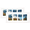 Golden State Art, 8x20 Picture Frame, White, Collage Frame Display Four 4x6 Photos, Horizontal or Vertical, HD Tempered Glass, R