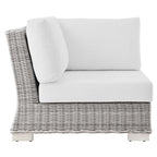 Modway Conway Outdoor Patio Wicker Rattan, Corner Chair, Light Gray White