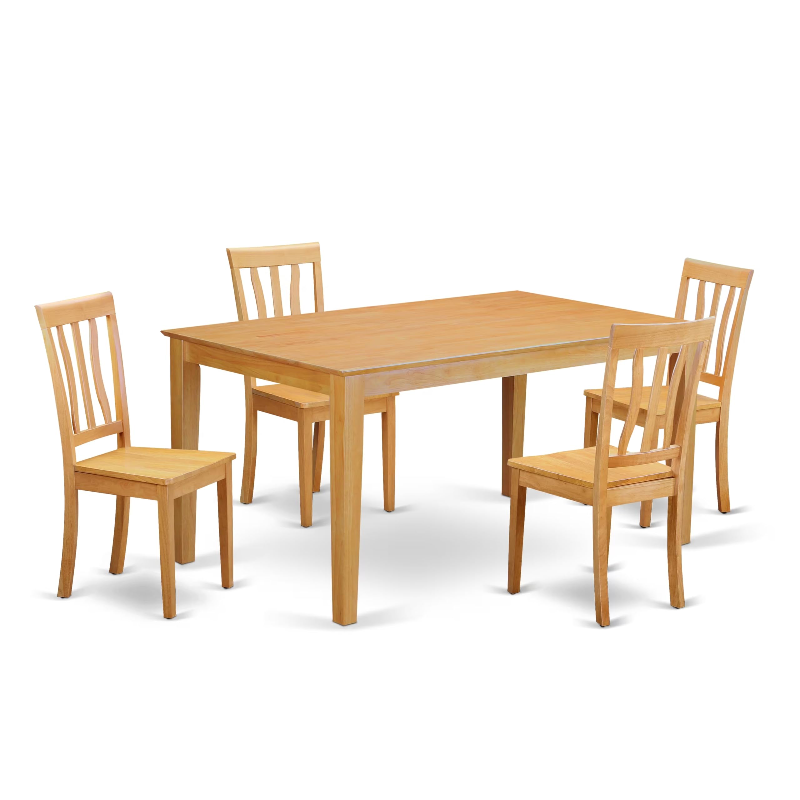 East West Furniture CAAN5-OAK-W 5 Piece Modern Dining Table Set Includes a Rectangle Wooden Table and 4 Dining Room Chairs, 36x60 Inch, Oak