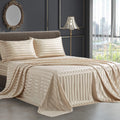 Siinvdabzx 4Pcs Satin Sheets Stripe Printed Sheets, Italian Style Silky Soft Beige Satin Queen Bed Sheets With Deep Pocket, 1 Fi