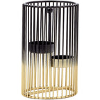 Juvale Set Of 2 Black And Gold Geometric Candle Holders For Modern Table Decor (2 Sizes)