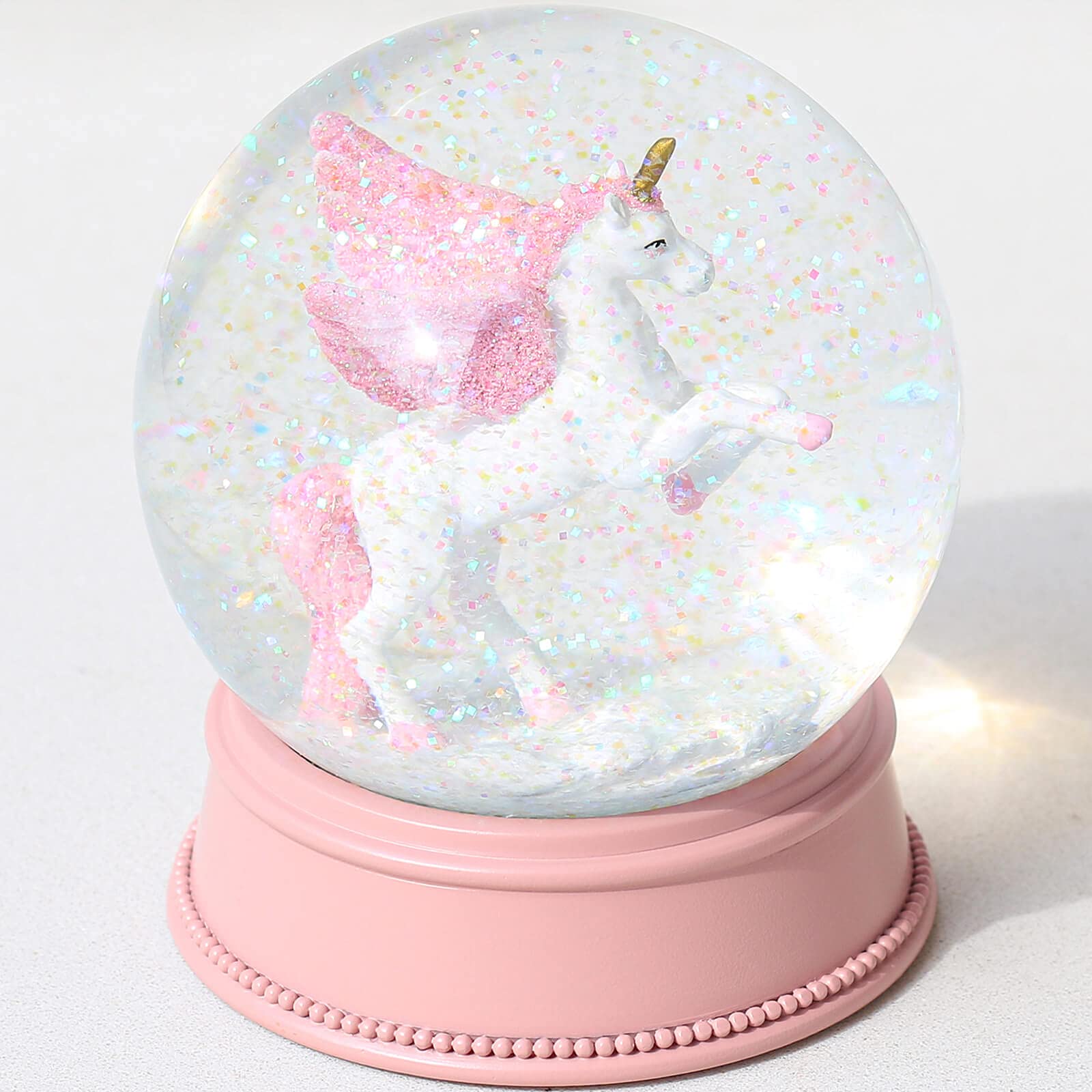 Unicorn Snow Globes for Girls, 100MM Pink Glitter Glass Snowglobe for Kids, Christmas Birthday Gifts for Girls,Wife,Daughter, Gr