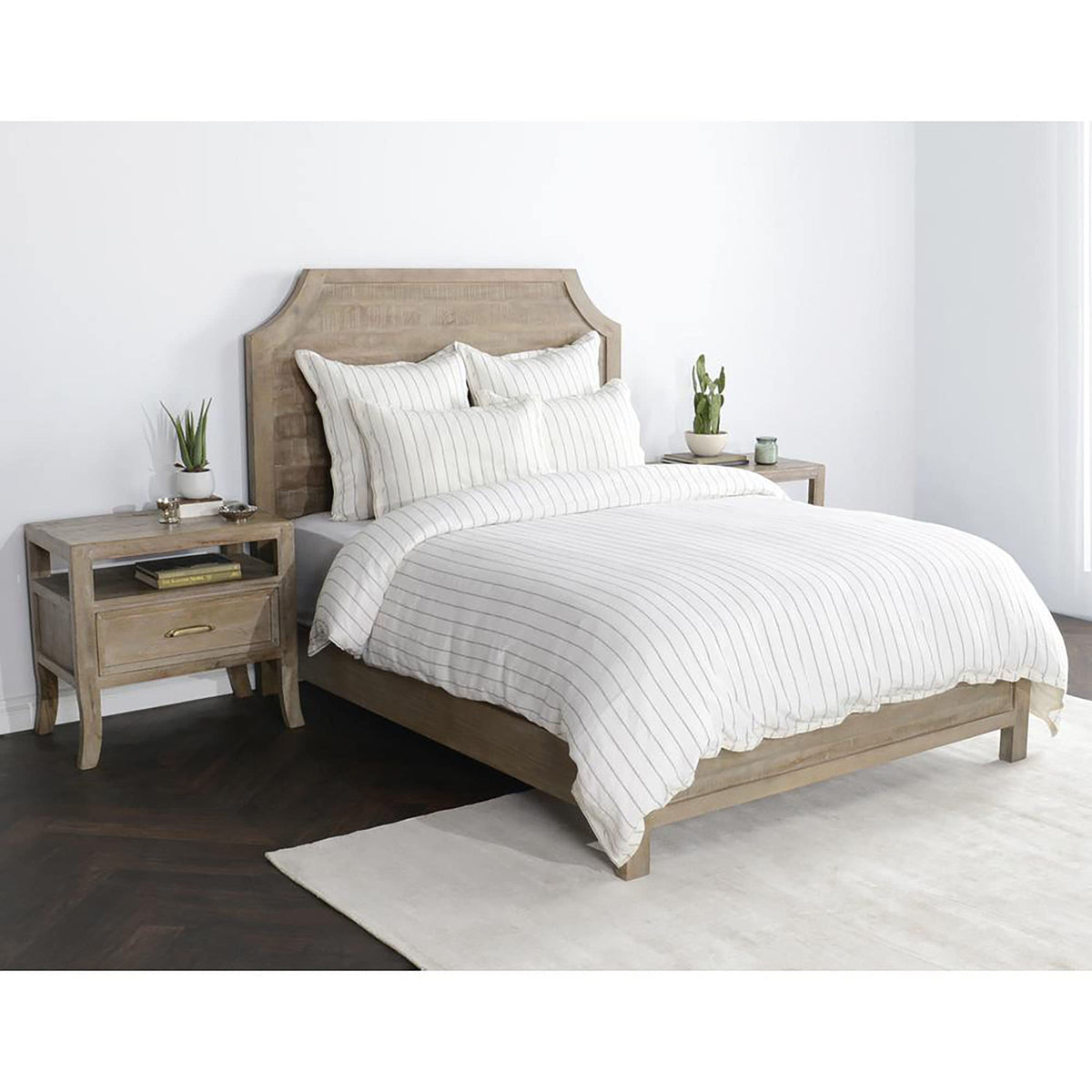 Kosas Home Kingston 20X20 Stripe Belgian Flax Linen & Cotton King Sham - Ivory