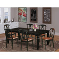 East West Furniture LGKE7-BLK-LC Logan 7 Piece Modern Set Consist of a Rectangle Wooden Table with Butterfly Leaf and 6 Faux Leather Dining Room Chairs, 42x84 Inch, Black