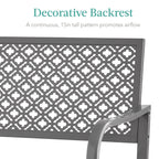 Best Choice Products Outdoor Bench 2-Person Metal Steel Benches Furniture For Garden, Patio, Porch, Entryway W/Geometric Backrest, 790Lb Capacity – Gray