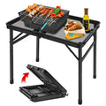 Grovind Folding Grill Table Camping Table With Mesh Desktop, Lightweight & Portable Outdoor Picnic Table, Height Adjustable Portable Grill Table For Outside Inside Use