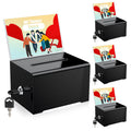 Uniclife 4 Pack Black Acrylic Donation Box For Fundraising Suggestion Box With Slot And Lock Plastic Ballot Box With Sign Holder