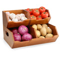 Aquzee Wooden Pantry Storage Bins, Stackable Kitchen Organizer for Produce