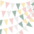 Jetec 49ft Pink Green Gingham Camp Bride Banner Camping Bachelorette Decorations Pink Green Plaid Fabric Pennant Bunting Flag Ga