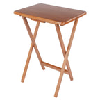 Ergode Wood Sophia 5-Piece Snack Table Set | Folding Tables with Stand - Perfect for Dining and Everyday Use