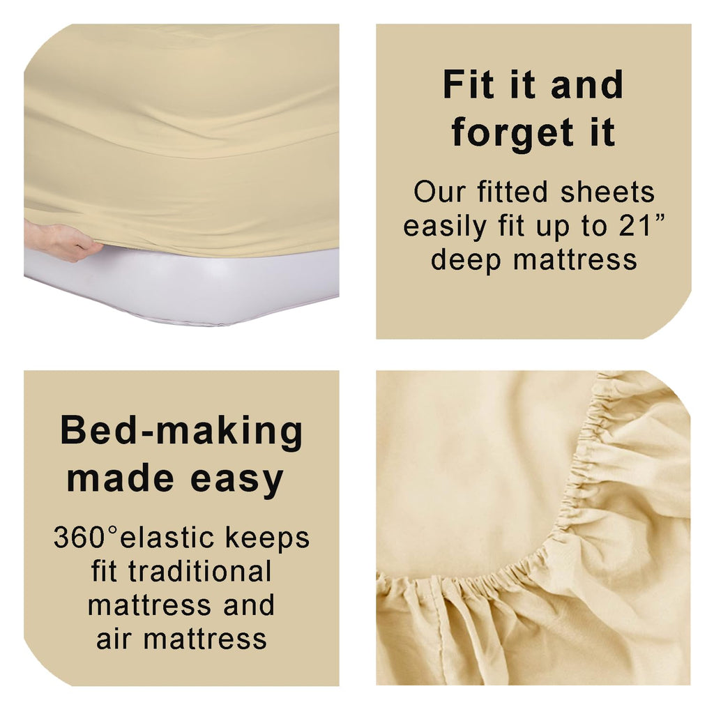 Bedecor Air Bed Sheets For Mattress Cover Removable Bed And Elastic Band Super Soft And Breathable & Deep Up To 21'' Beige Twin