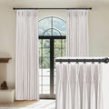 Capaloca White Linen Pinch Pleated Curtains Blackout 100% Black Out Curtains 108 Inches Long 2 Panels Pinch Pleat Curtains With