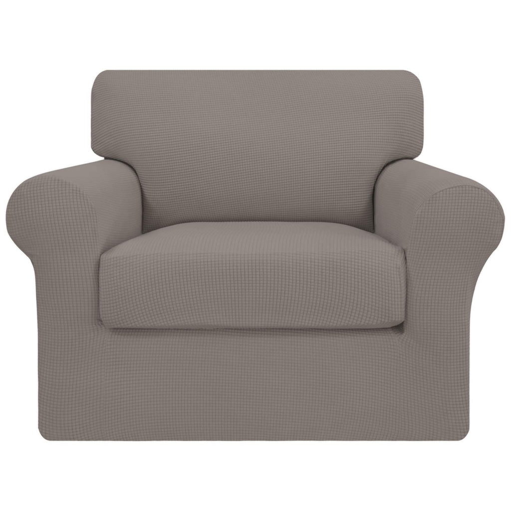 Easy-Going 2 Pieces Stretch Couch Cover Sofa Cover For Dogs Washable Sofa Slipcover For Separate Cushion Couch Spandex Jacquard Fabric Elastic Furniture Protector For Pets,Kids (Taupe, Chair)