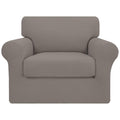 Easy-Going 2 Pieces Stretch Couch Cover Sofa Cover For Dogs Washable Sofa Slipcover For Separate Cushion Couch Spandex Jacquard Fabric Elastic Furniture Protector For Pets,Kids (Taupe, Chair)
