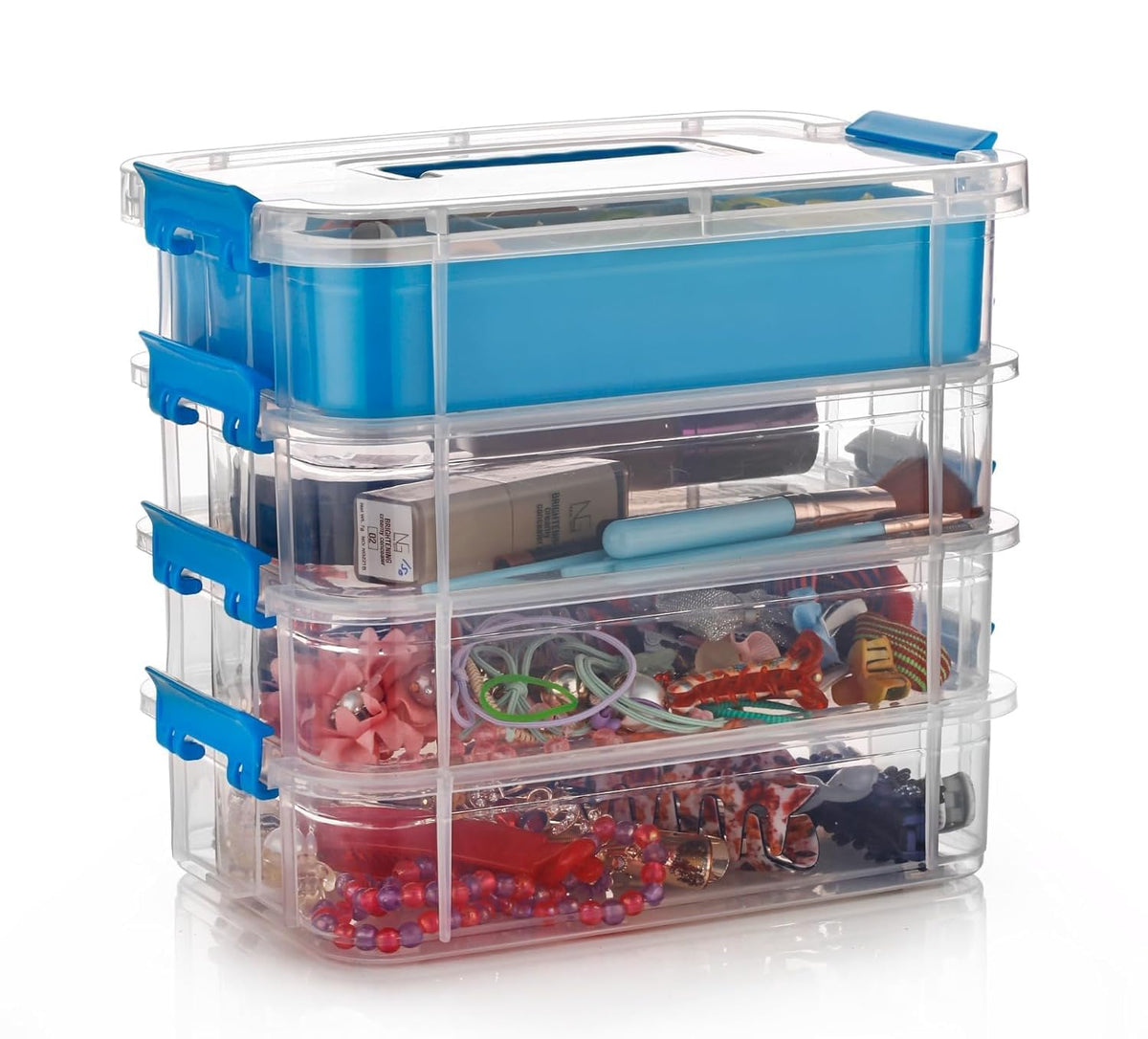 TEXRO 4 Layer Plastic Box for Storage  Stationary Organizers Box with Lid, Multipurpose Plastic Organizer for Home & Office St