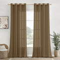 Homemonde Sheer Curtains 6 Feet Long Set Of 6 Linen Textured Plain Window Curtain, Hangs Elegantly With Grommet  (72L X 54W Inc