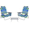 Giantex Folding Camping Chair 3 Pcs Beach Chair And Aluminum Table Set, Patio Sling Chairs With 5 Adjustable Position, Backpack Lawn Chair For Fishing,Travelling Sunbathing Chairs Set