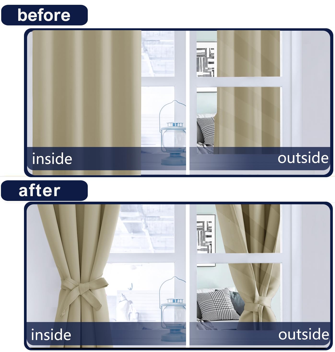 Hiasan Tall Curtains 2 Panels For Living Room, Back Tab & Rod Pocket Long Blackout Curtains, Thermal Room Darkening Curtains Sew