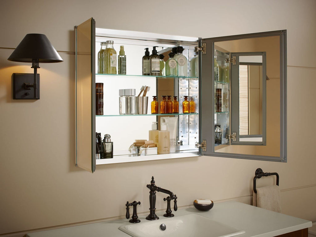 Kohler K-Cb-Clc3026Fs Beveled Medicine Cabinet With Mirror Doors & Adjustable Shelves, Rectangular Beveled Edge Frame, 30' X 26'