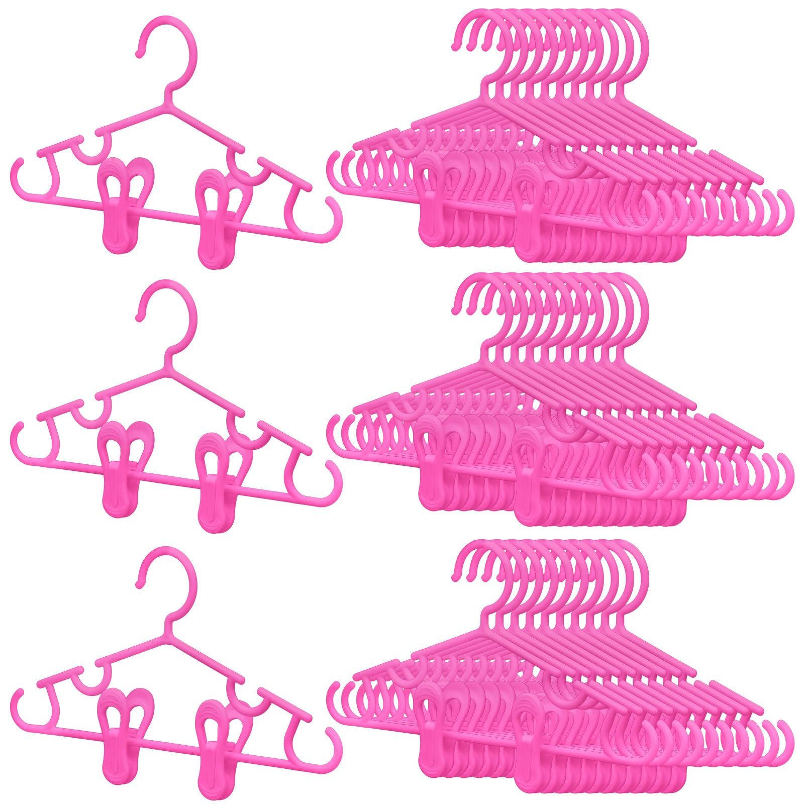 Hsei 120 Packs Baby Hangers with Clips Toddler Hangers Kids Hangers with Clips for Pants Closet Coat Skirts Socks (Pink)