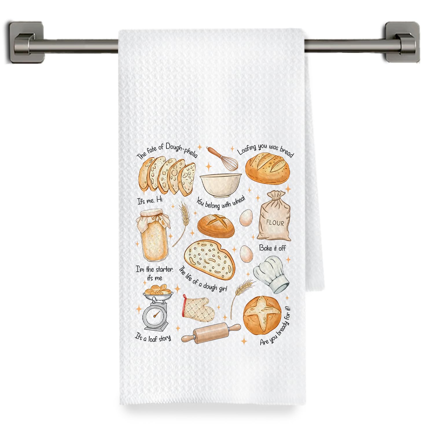 Fyecoluo Funny Bread Pun Baking Kitchen Towels Decorative, Bread Baker Maker Gifts Dish Hand Tea Towels for Kitchen Bakery Decor