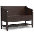 SIMPLIHOME Connaught Entryway Storage Bench with Shelf, 42 inch, Chestnut Brown