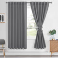 Hiasan Grey Back Tab Blackout Curtains 2 Panels, Rod Pocket Gray Curtains for Bedroom, Room Darkening Curtains for Living Room, 