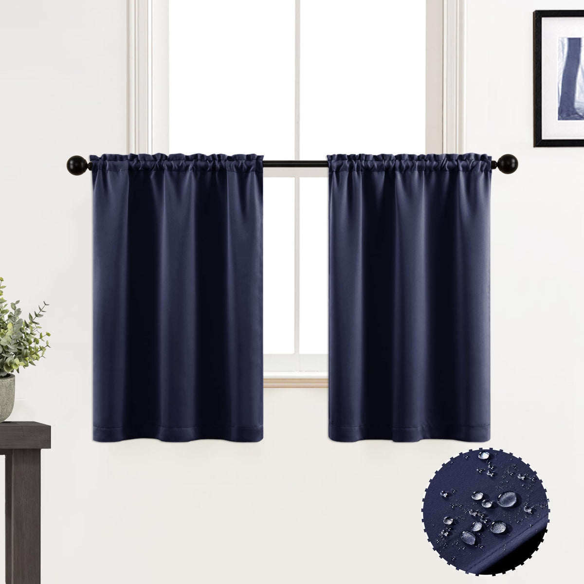 Bunk Bed Curtains for Bottom Top Kids Teen Boys Dorm 2 Panels Set Thermal Insulated Cold Blocking Short Blackout Privacy Curtains for Bathroom Small Bedroom Window Playroom,36 Inch Length,Navy Blue