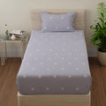 Huesland By Ahmedabad Cotton 144 Tc Single Bed Sheet Cotton With 1 Pillow Cover | Seal Grey & White