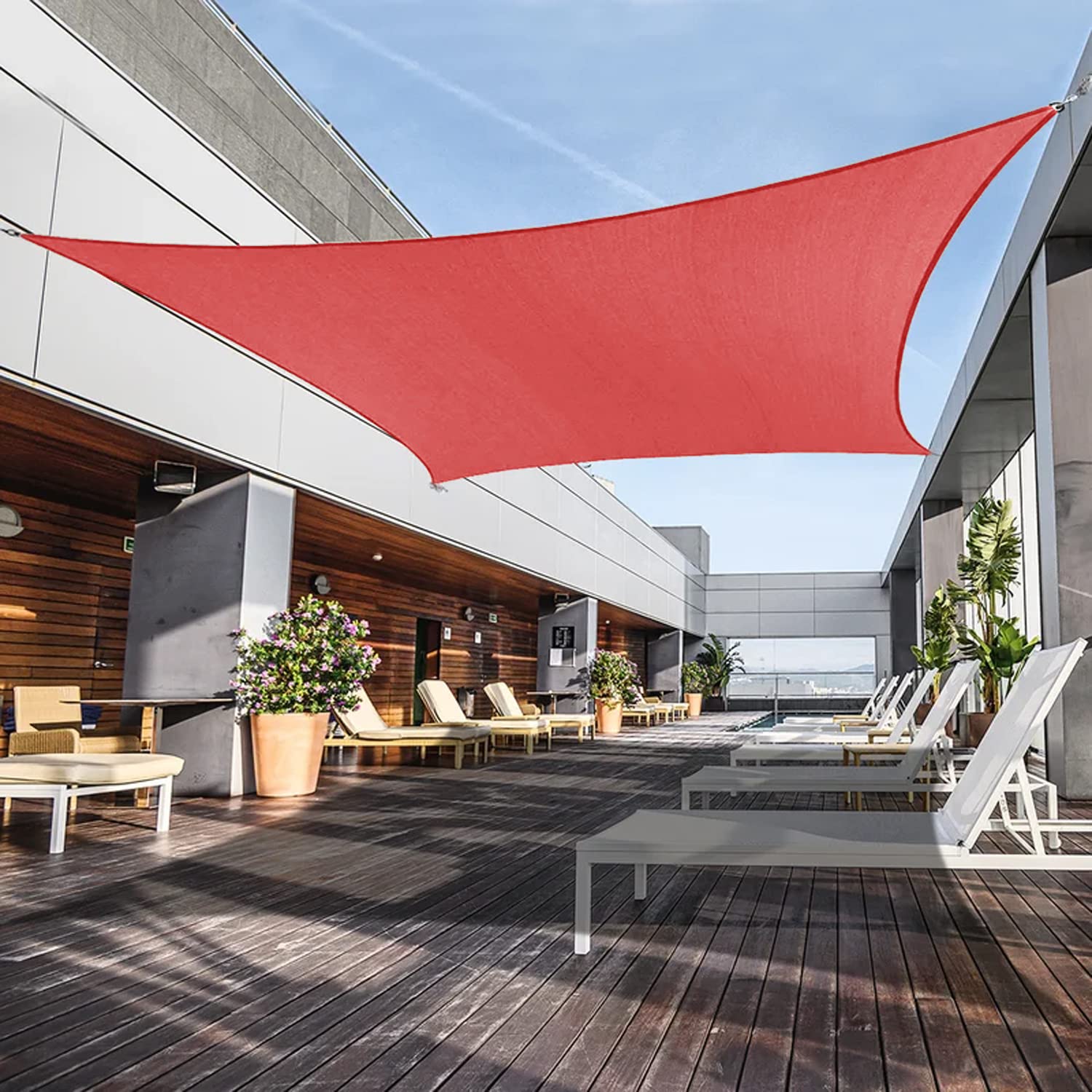 Awnpro 19' X 24' Shade Sails 180Gsm Rectangular Shade Sails Sun Rays Blocking Patio Garden Outdoor Facilities Red
