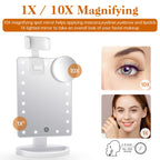 Lighted Makeup Vanity Mirror With Phone Holder And 10X Magnifying Mirror, 21 Led Lighted Mirror With Touch Sensor Dimming, 180Ad