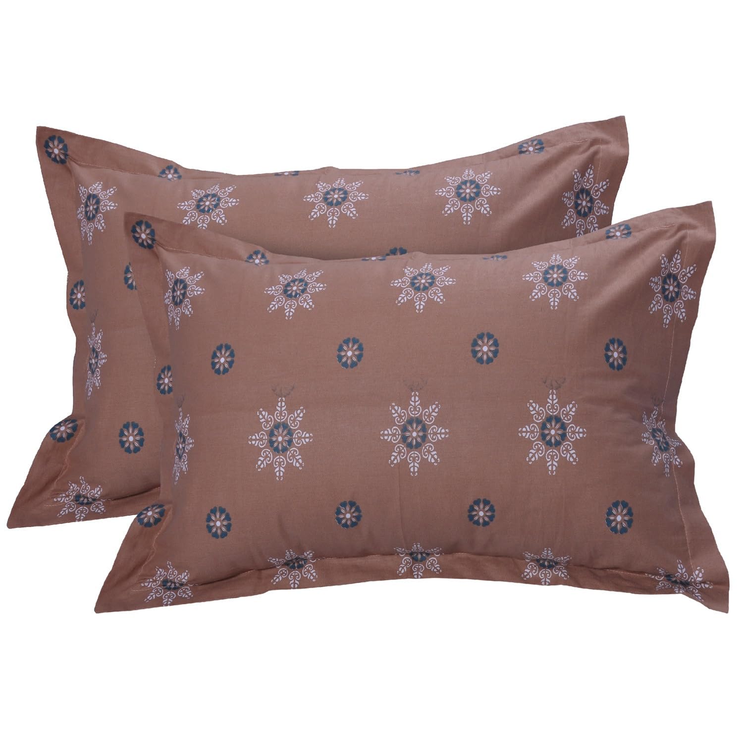 Huesland By Ahmedabad Cotton 144 Tc Cotton Pillow Cover Set Of 2  Brown & Grey