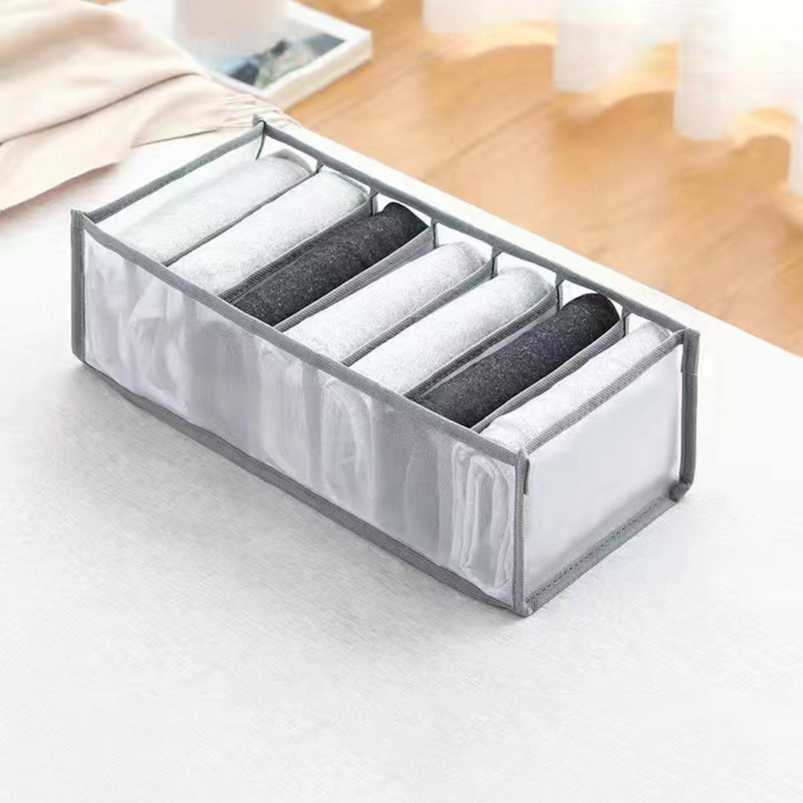 Atorse Cloth Drawer Organizer Pants Storage Divider Washable Foldable 7 Grids Medium