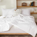 Litanika White Comforter King Size, 3 Pieces Lightweight Solid Bedding Comforter Set, All Season Fluffy Bed Set (104X90In Comfor